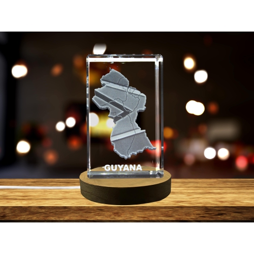 Image 1 of 4.. Guyana 3D Engraved Crystal 3D Engraved Crystal Keepsake/Gift/Decor/Collectible/Souvenir