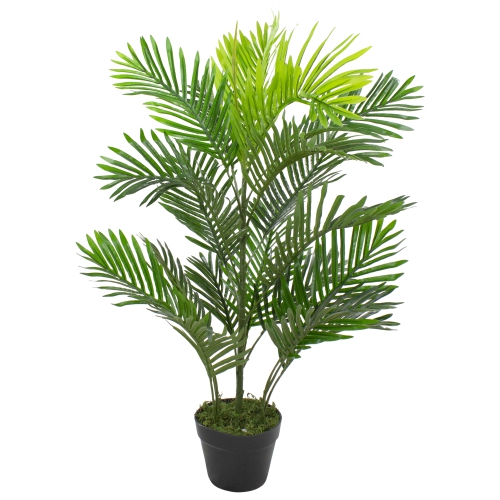 40" Potted Two Tone Green Artificial Tropical Mini Palm Tree