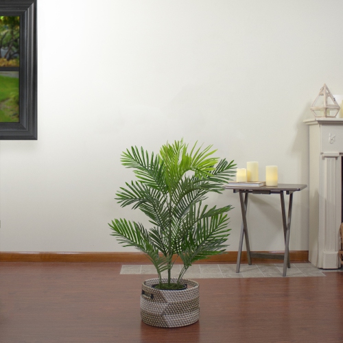 40" Potted Two Tone Green Artificial Tropical Mini Palm Tree
