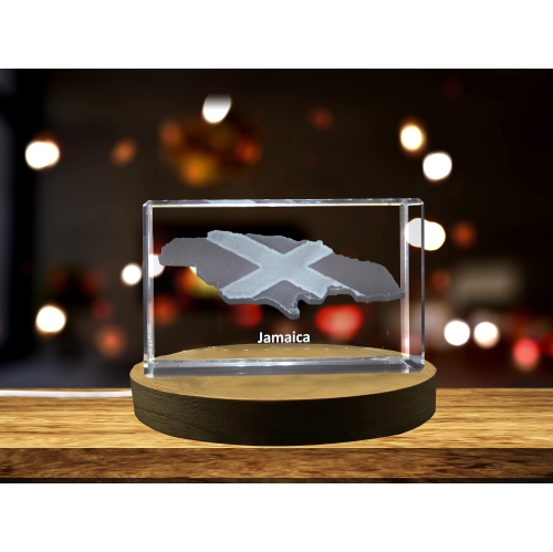 Image 1 of 4.. Jamaica 3D Engraved Crystal 3D Engraved Crystal Keepsake/Gift/Decor/Collectible/Souvenir