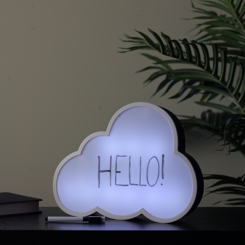 12" Battery Operated LED Lighted Cloud Shaped White Board