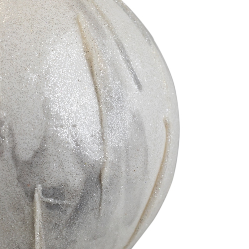4.25" Glittered White Marbled Christmas Ball Ornament