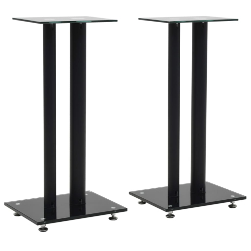 VIDAXL  Speaker Stands 2 PCs Tempered Glass 2 Pillars Design In Black