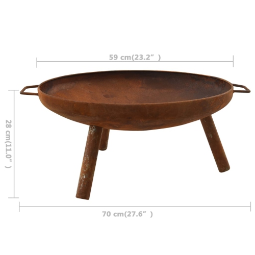 vidaXL Fire Pit 27.6"x23.2"x11" Steel