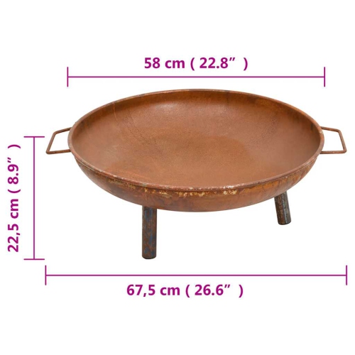 vidaXL Fire Pit 27.6"x23.2"x11" Steel