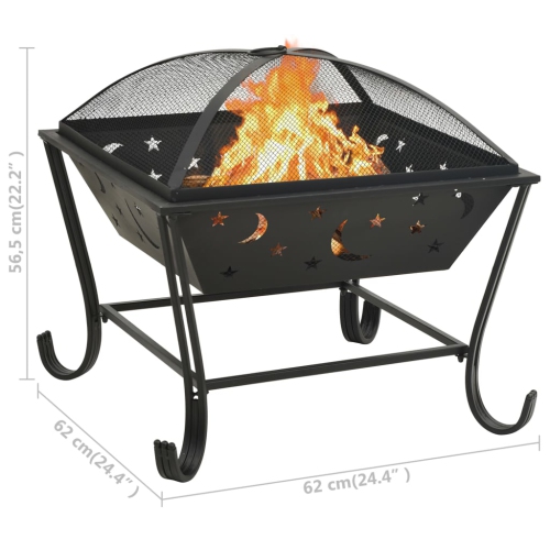 vidaXL Fire Pit with Poker 24.4 XXL Steel"