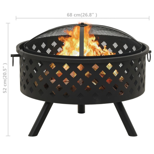 vidaXL Fire Pit with Poker 26.8 XXL Steel"
