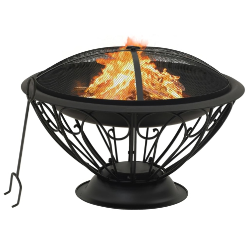 vidaXL Fire Pit with Poker 29.5 XXL Steel"