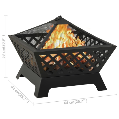 vidaXL Fire Pit with Poker 25.2 XXL Steel"