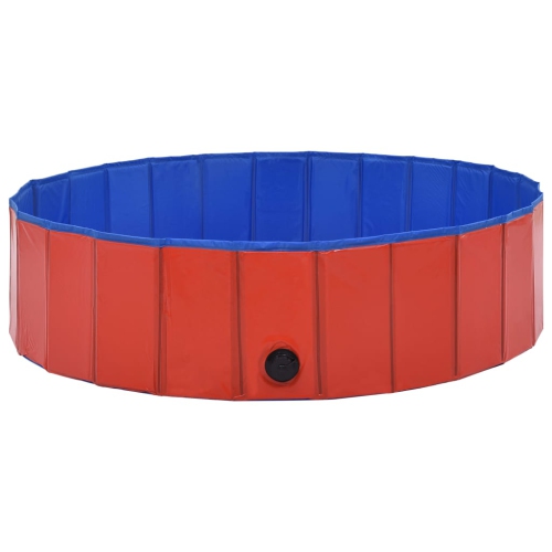 vidaXL Foldable Dog Swimming Pool Red 47.2"x11.8" PVC