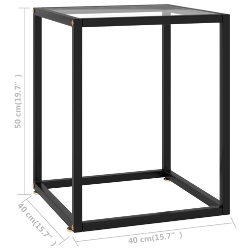 vidaXL Coffee Table Black with Tempered Glass 15.7"x15.7"x19.7"