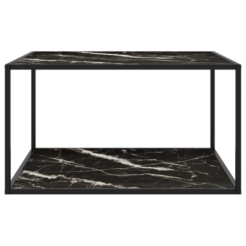 vidaXL Coffee Table Black with Black Marble Glass 35.4"x35.4"x19.7"