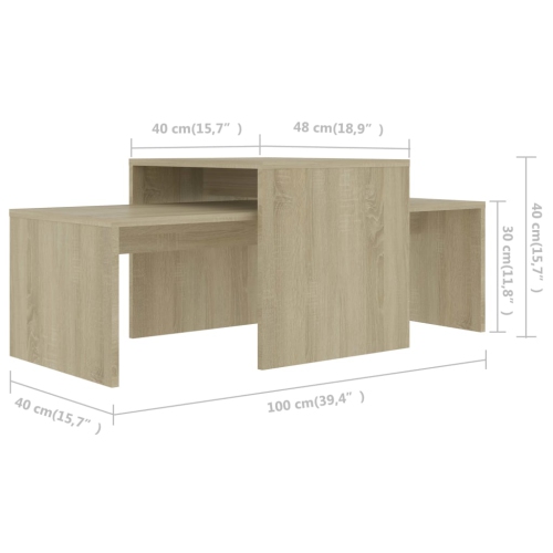 vidaXL Coffee Table Set Sonoma Oak 39.4"x18.9"x15.7" Chipboard