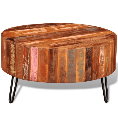 Table basse ronde en bois récupéré massif VidaXL