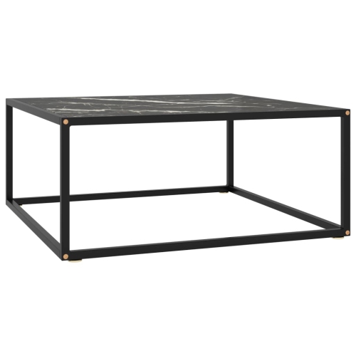 VIDAXL  Coffee Table Black With Black Marble Glass 31.5"x31.5"x13.8"