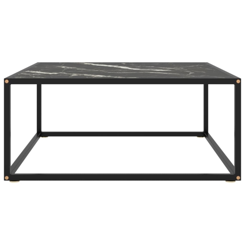 vidaXL Coffee Table Black with Black Marble Glass 31.5"x31.5"x13.8"