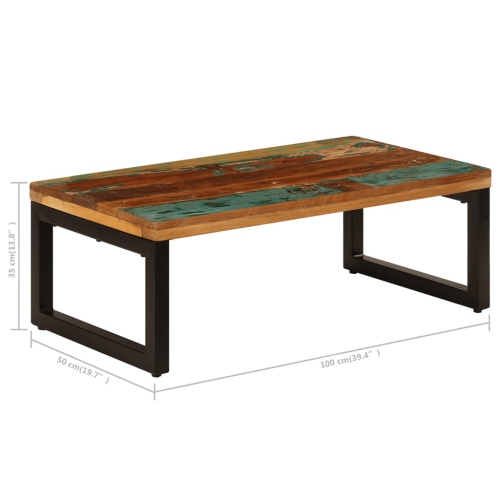 vidaXL Coffee Table 39.4"x19.7"x13.8" Solid Reclaimed Wood and Steel