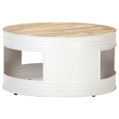 VIDAXL  Coffee Table 26.8"x26.8"x14.2" Solid Mango Wood In White