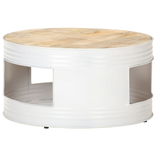 vidaXL Coffee Table White 26.8"x26.8"x14.2" Solid Mango Wood