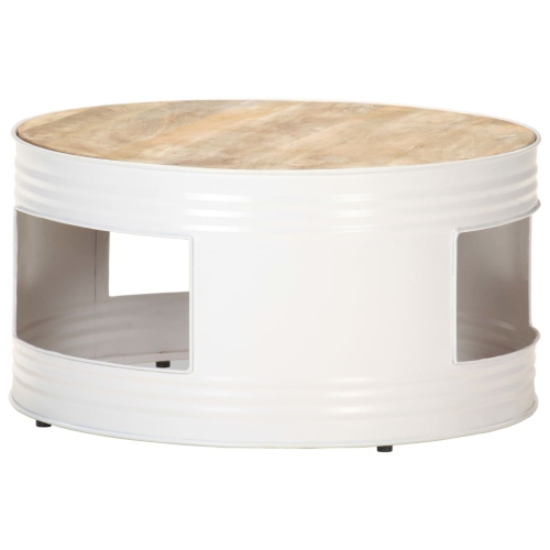 vidaXL Coffee Table White 26.8"x26.8"x14.2" Solid Mango Wood