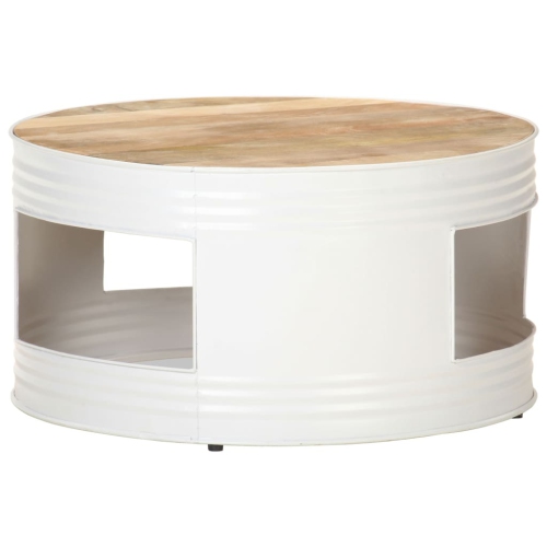 vidaXL Coffee Table White 26.8"x26.8"x14.2" Solid Mango Wood