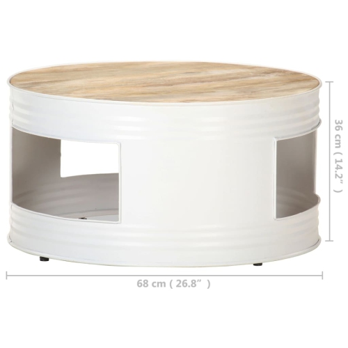 vidaXL Coffee Table White 26.8"x26.8"x14.2" Solid Mango Wood