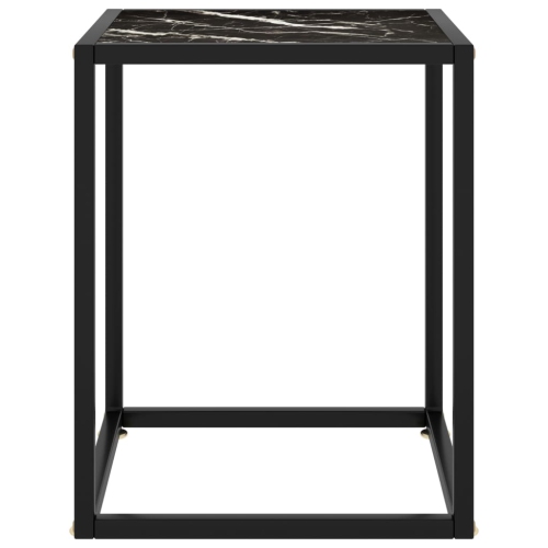vidaXL Coffee Table Black with Black Marble Glass 15.7"x15.7"x19.7"