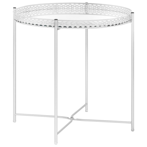 VIDAXL  Side Table 15.7"x15.7"x16.1" Glass In Silver