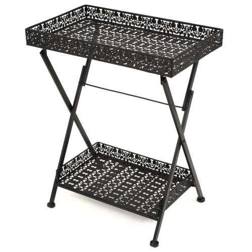 VIDAXL  Folding Tea Table Vintage Style Metal 22.8"x13.8"x28.3" Black