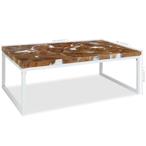 vidaXL Coffee Table Teak Resin 43.3"x23.6"x15.7"