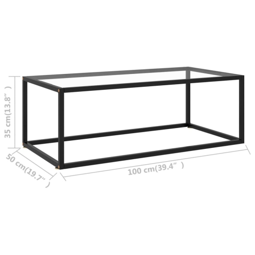 vidaXL Coffee Table Black with Tempered Glass 39.4"x19.7"x13.8"