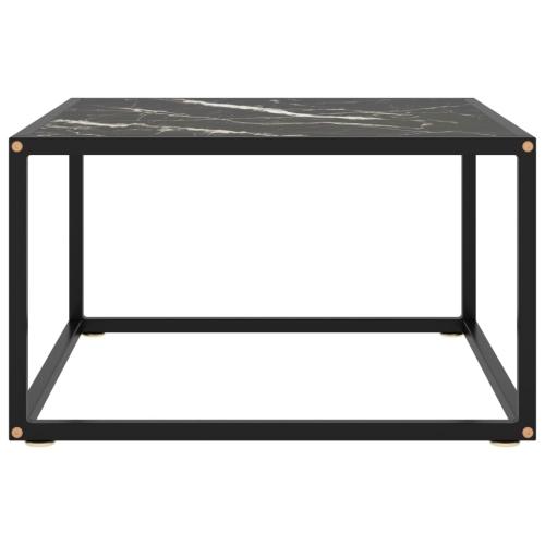 vidaXL Coffee Table Black with Black Marble Glass 23.6"x23.6"x13.8"