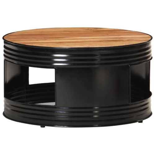 VIDAXL  " Coffee Table 26.8""x26.8""x14.2"" Solid Acacia Wood" In Black