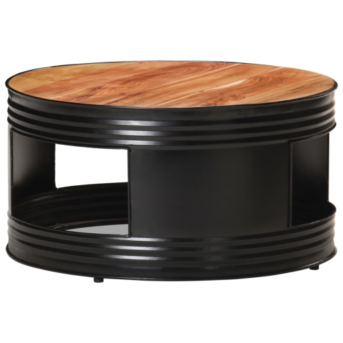 vidaXL Coffee Table Black 26.8"x26.8"x14.2" Solid Acacia Wood
