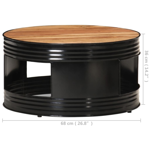 vidaXL Coffee Table Black 26.8"x26.8"x14.2" Solid Acacia Wood