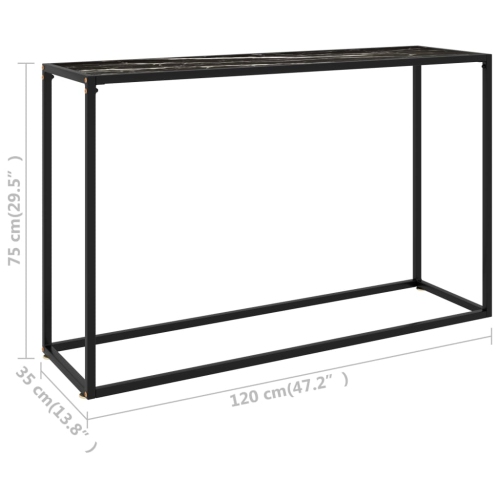 vidaXL Console Table Black 47.2"x13.8"x29.5" Tempered Glass