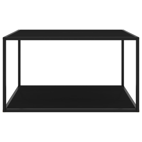 vidaXL Coffee Table Black with Black Glass 35.4"x35.4"x19.7"