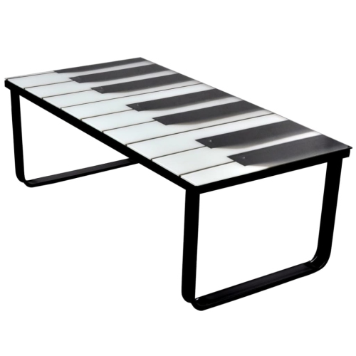 VIDAXL  Coffee Table With Piano Printing Glass Top