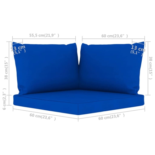 vidaXL Pallet Sofa Cushions 3 pcs Blue Fabric