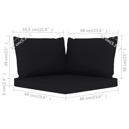 vidaXL Pallet Sofa Cushions 3 pcs Black Fabric