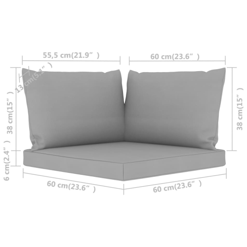 vidaXL Pallet Sofa Cushions 3 pcs Gray Fabric