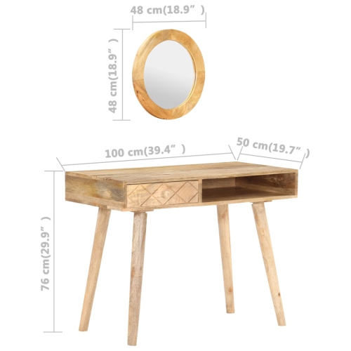 vidaXL Dressing Table 39.4"x19.7"x29.9" Solid Mango Wood