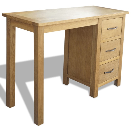 VIDAXL  Desk With 3 Drawers Solid Oak Wood 41.7"x15.7"x29.5"