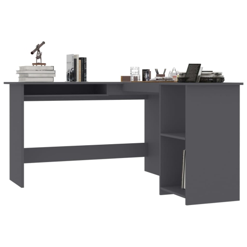 vidaXL L-Shaped Corner Desk Gray 47.2"x55.1"x29.5" Chipboard