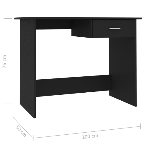 vidaXL Desk Black 39.4"x19.7"x29.9" Chipboard