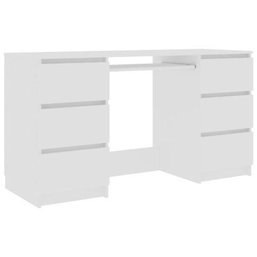 vidaXL Writing Desk White 55.1"x19.7"x30.3" Chipboard