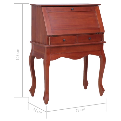 vidaXL Secretary Desk Brown 30.7"x16.5"x40.6" Solid Mahogany Wood
