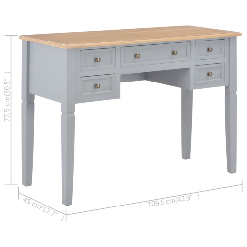 vidaXL Writing Desk Gray 43.1"x17.7"x30.5" Wood