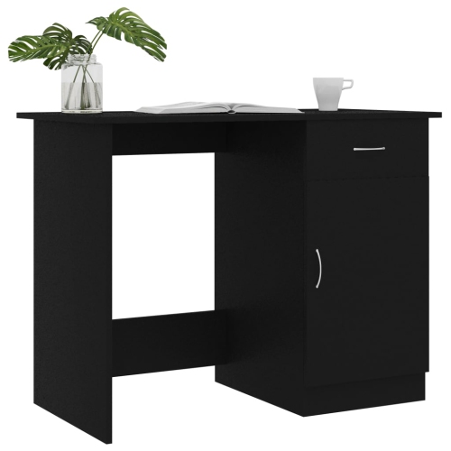 vidaXL Desk Black 39.4"x19.7"x29.9" Chipboard