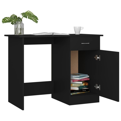 vidaXL Desk Black 39.4"x19.7"x29.9" Chipboard